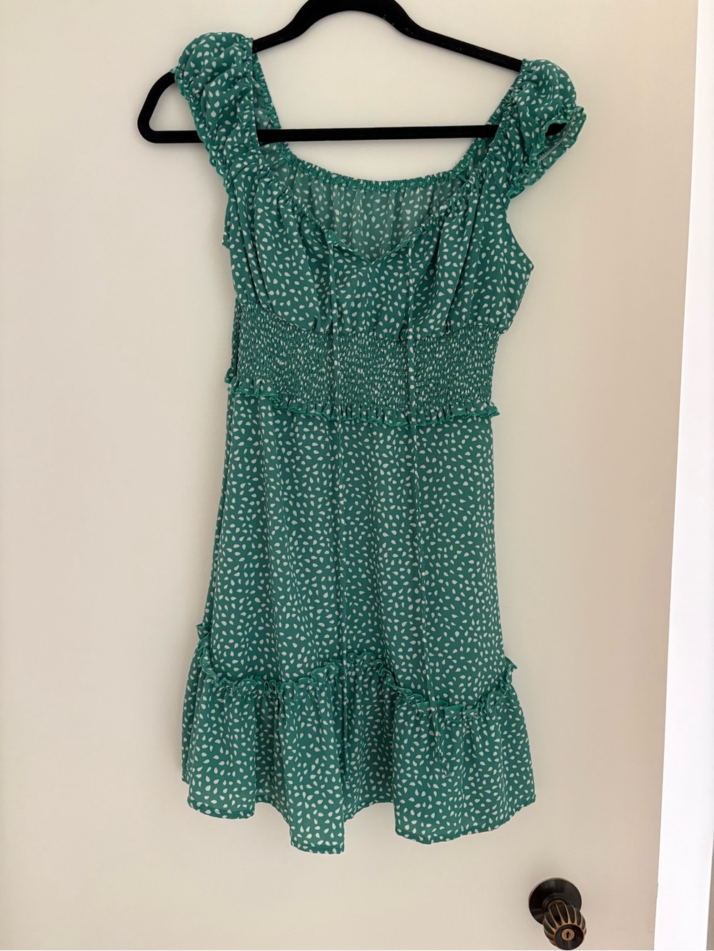 Turquoise Ruffled Smocked Dress